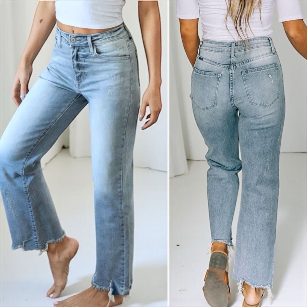 KanCan Light Wash High Rise Slim Wide Leg Jeans Size 13/30 NWT - Picture 2 of 13